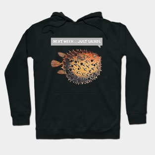 Blowfish drawing / "Next week just salads" Hoodie